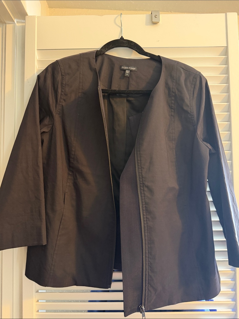 Eileen Fisher Charcoal Open-Front Zip Jacket